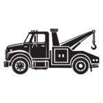 vintage tow truck silhouette side view vector
