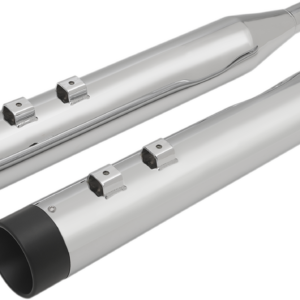 4" Slip-On Mufflers with Billet End Caps - Chrome/Black