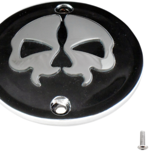 Points Cover - Black - Chrome Skull - 2 Hole - Sportster
