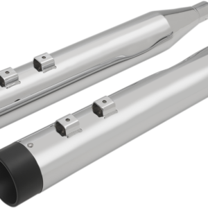 4" Slip-On Mufflers with Billet End Caps - Chrome/Black
