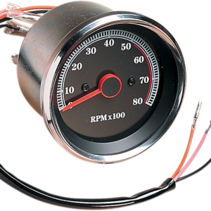 8000 RPM Electronic Tachometer - Stainless Housing Ring - Black Face