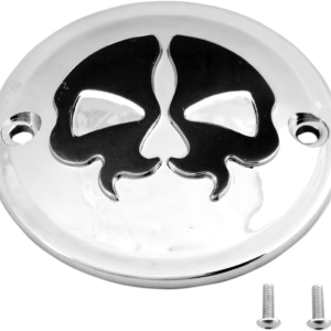 Points Cover - Chrome - Black Skull - 2 Hole