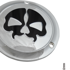 Derby Cover - Split Skull - 3 Hole - Chrome w/Black Skull - '70-'98 Big Twin