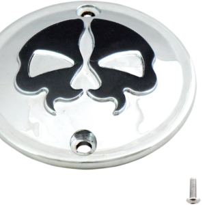 Points Cover - Chrome - Black Skull - 2 Hole - Sportster