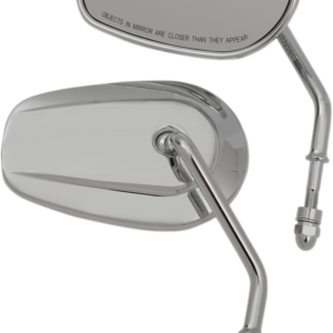 Mirrors - OEM/Replacement - Side View - Teardrop - Short Stem - Chrome - Pair