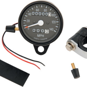 2.4" MPH Mini LED Mechanical Speedometer/Indicators/Trip - Black Housing - Black Face - 2:1