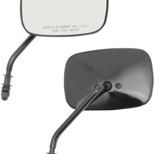 Mirrors - OEM - Side View - Rectangle - Black - Short - Pair