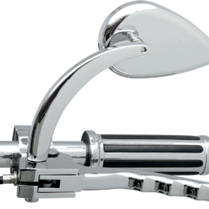 Mirror - Side View - Teardrop - Chrome - Curved/Long Stem - Each