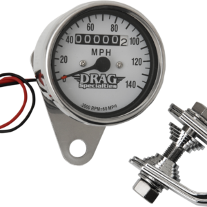 2.4" MPH Mini LED Mechanical Speedometer/Indicators - Chrome Housing - White Face - 2:1