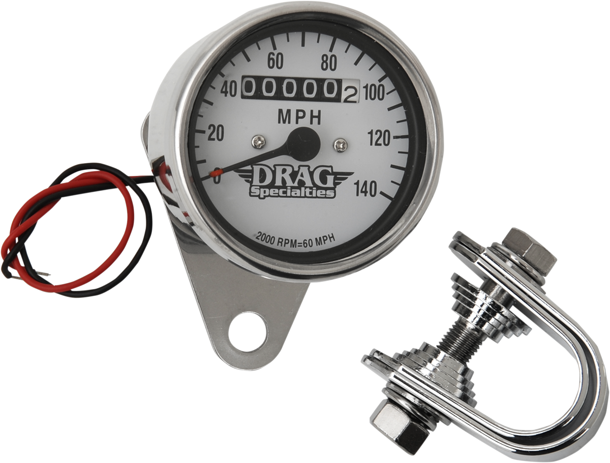 2.4" MPH Mini LED Mechanical Speedometer/Indicators - Chrome Housing - White Face - 2:1
