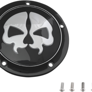 Derby Cover - Split Skull - 5 Hole - Black w/Chrome Skull - '99-'18 Big Twin