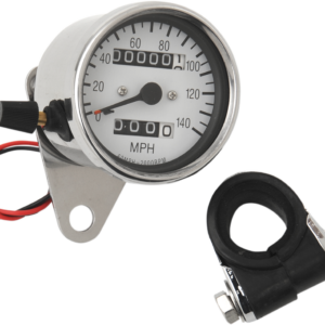 2.4" MPH Mini LED Mechanical Speedometer/Indicators/Trip - Chrome Housing - White Face - 2:1