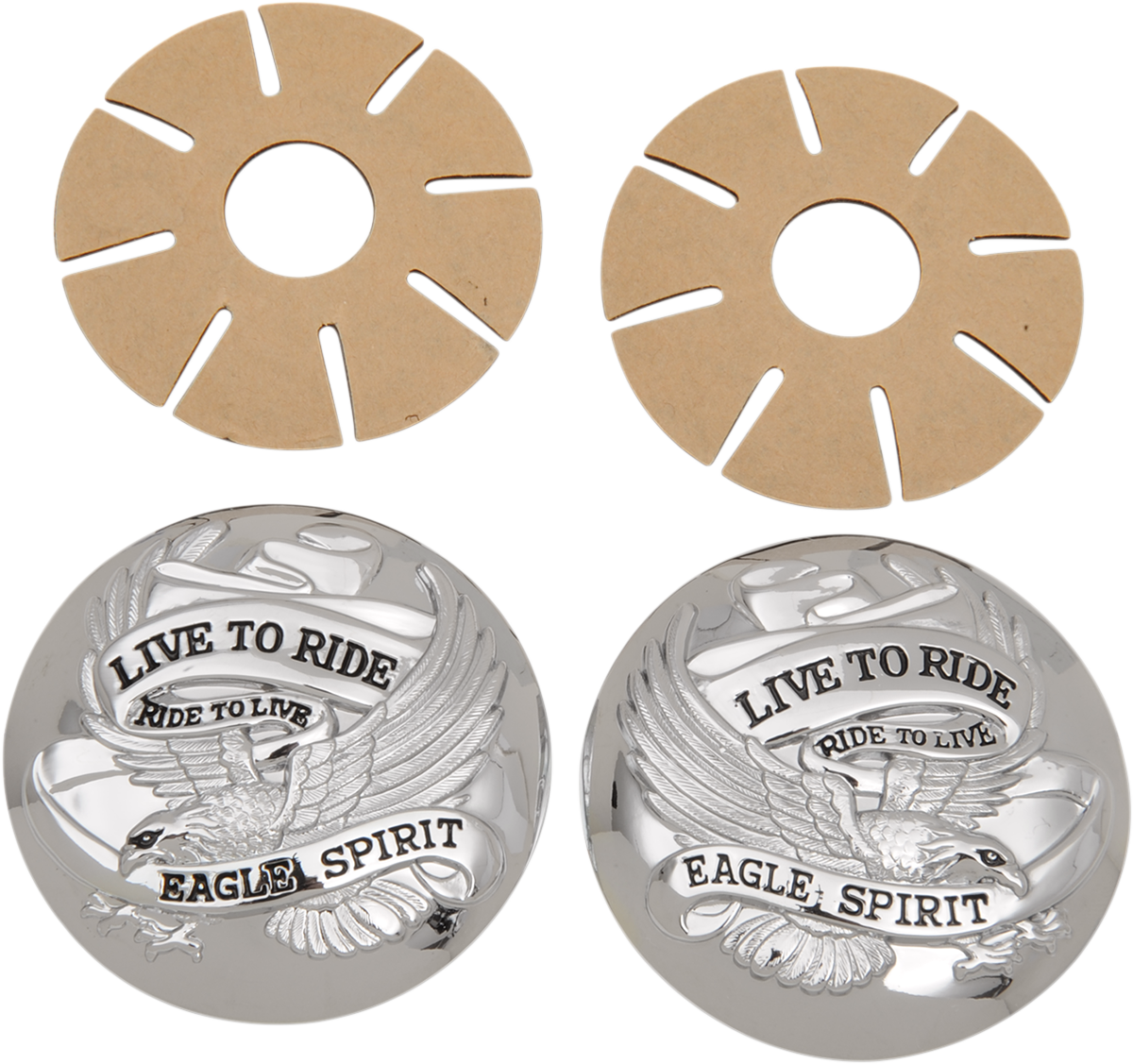 "Live to Ride" Gas Cap Covers - Chrome