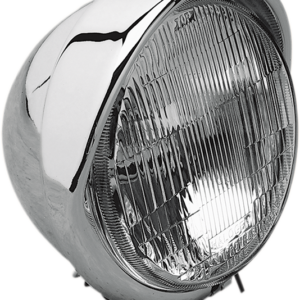 Headlight with Visor- H-4 - 5-3/4" - Chrome