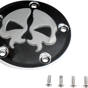 Points Cover - Black - Chrome Skull - 5 Hole - Twin Cam