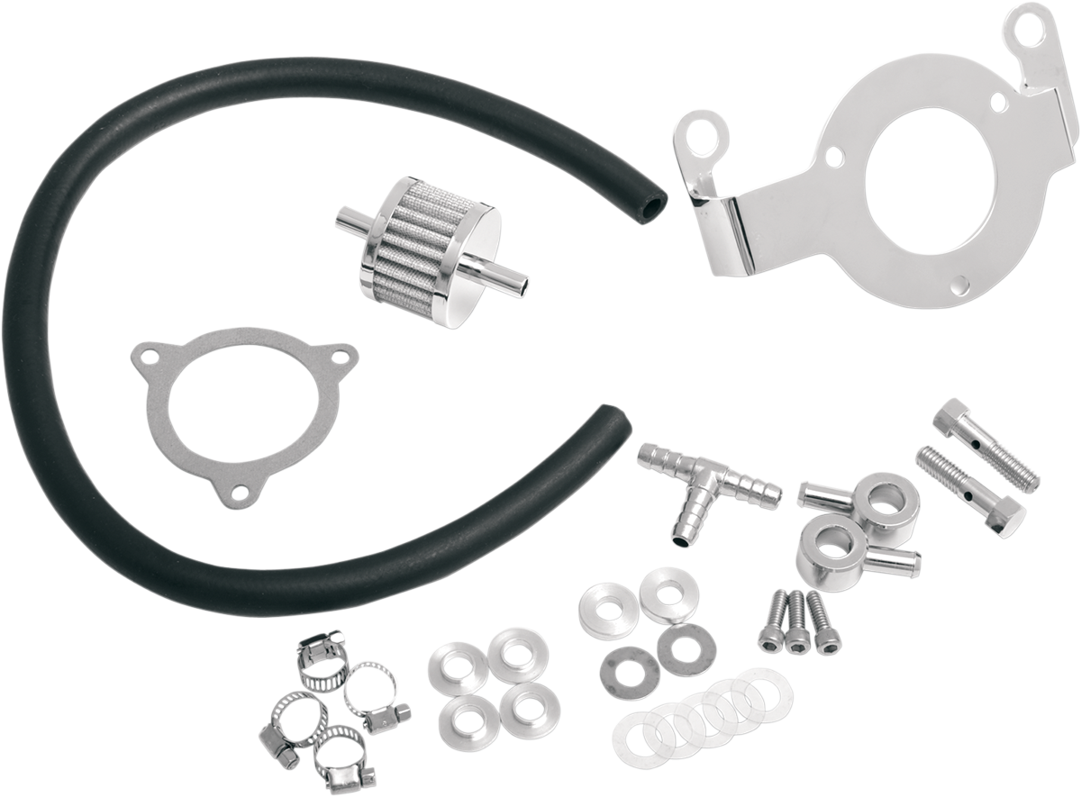 Crankcase Breather with Support Bracket Kit - Dyna/Softail/Touring/Trike