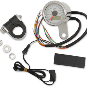 Programmable Speedometer with Indicator Lights - Natural - 140 MPH LED White Face - 1-7/8"