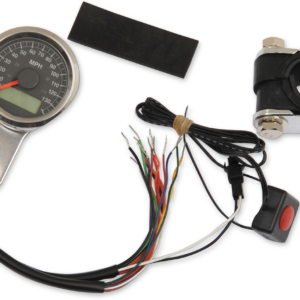 Programmable Speedometer with Indicator Lights - Natural - 140 MPH LED Black Face - 1-7/8"