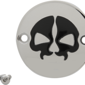 Points Cover - Chrome - Black Skull - 2 Hole - M8