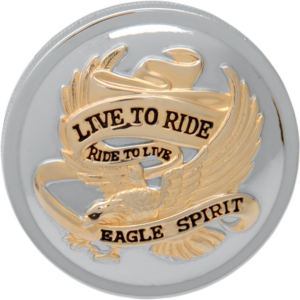 "Live to Ride" Gas Cap - Non-Vented - Chrome with Gold