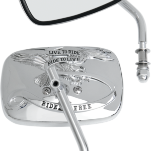 Mirrors - Live To Ride - Side View - Rectangle - Chrome - Pair