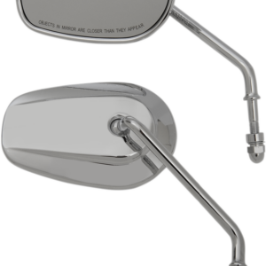 Mirrors - OEM/Replacement - Side View - Teardrop - Long Stem - Chrome - Pair