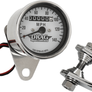 2.4" MPH Mini LED Mechanical Speedometer/Indicators - Chrome Housing - White Face - 1:1