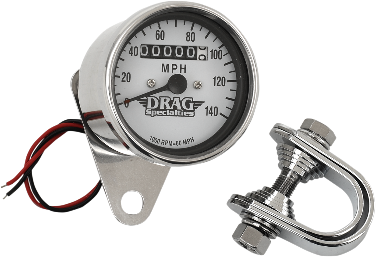 2.4" MPH Mini LED Mechanical Speedometer/Indicators - Chrome Housing - White Face - 1:1