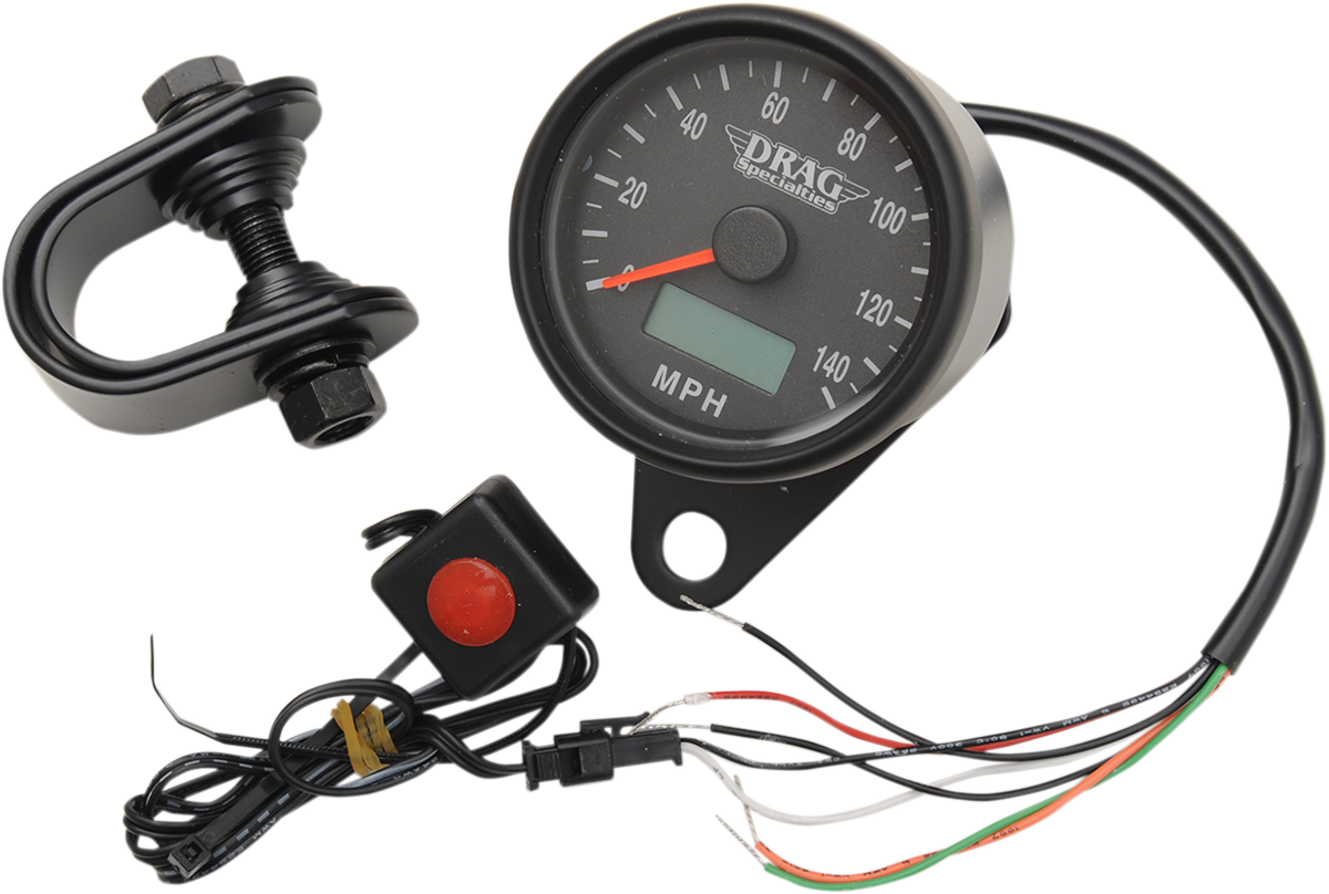 Programmable Mini Electronic Speedometer with Odometer/Tripmeter - 2.4" - Matte Black