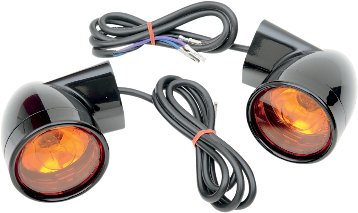 Bullet Turn Signal Lights - Front - Gloss Black - Harley-Davidson