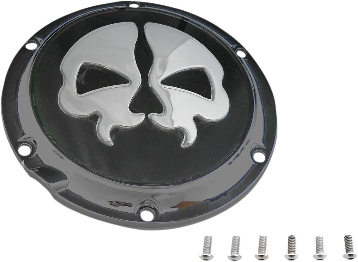 Derby Cover - Split Skull - 5 Hole - Black w/Chrome Skull - '04-'22 Sportster