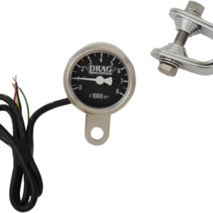 Electronic Mini Tachometer - Steel Housing - LED Illuminated Black Face - 1-7/8"