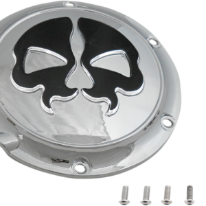 Derby Cover - Split Skull - 5 Hole - Chrome w/Black Skull - '04-'22 Sportster
