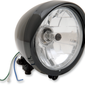 5-3/4" Head Light with Visor - Clear Lens - Black