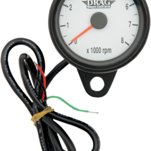 Mini Electronic Tachometer - White - Backlit LED Black Face - 2.4"