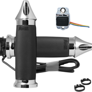Heated Grips - Custom Contour - Metric - Spike - Chrome