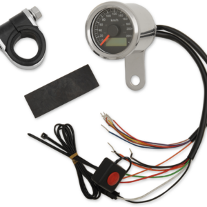 Mini Programmable Speedometer with Indicator Lights - Stainless Steel - KPH - Black Face