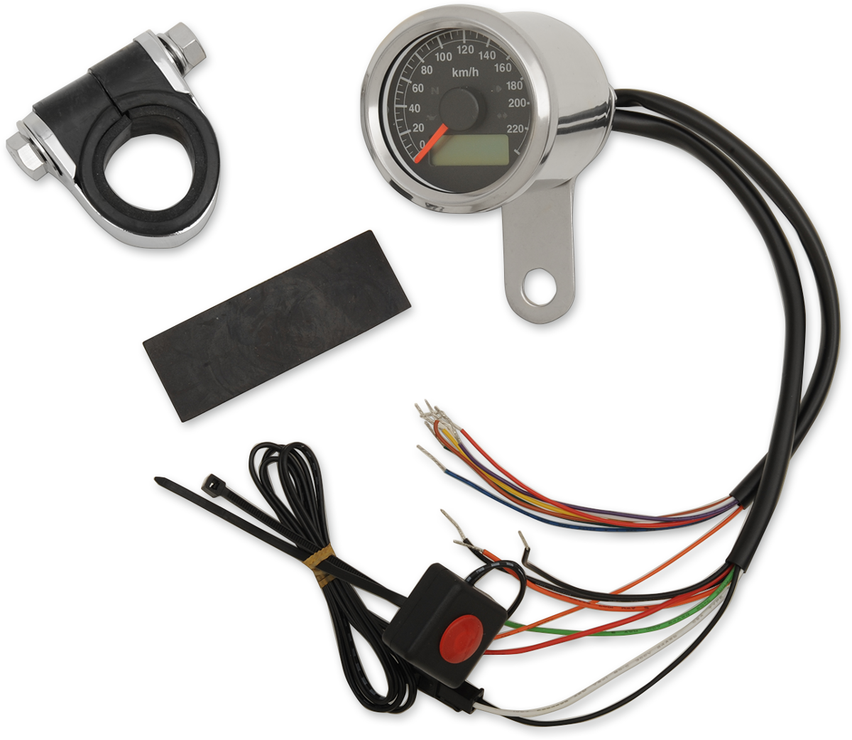 Mini Programmable Speedometer with Indicator Lights - Stainless Steel - KPH - Black Face