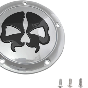 Derby Cover - Split Skull - 5 Hole - Chrome w/Black Skull - '99-'18 Big Twin