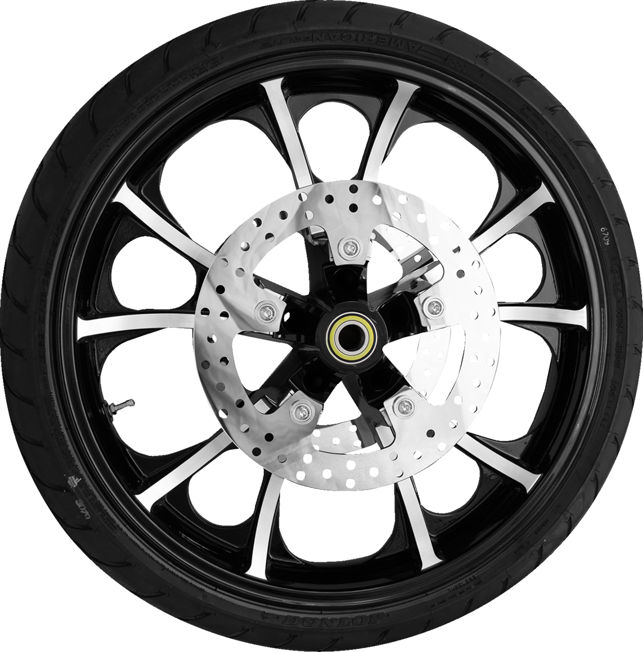 Largo Front Wheel - Black Cut (21") | Rotors (11.8") | Dunlop Tire (130/60B21)