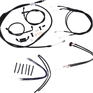 Complete Black Vinyl Handlebar Cable/Line Kit for Ape Hangers - 16" - ABS - '12-'17 Dyna