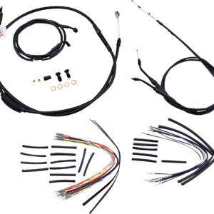 Complete Black Vinyl Handlebar Cable/Line Kit for Ape Hangers - 16" - '06 FXD