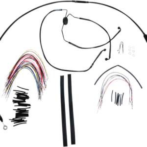 Complete Black Vinyl Handlebar Cable/Line Kit for Ape Hangers - 15" - '08-'13 FLH