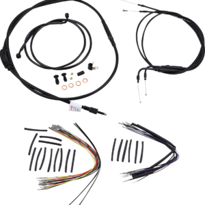 Complete Black Vinyl Handlebar Cable/Line Kit for Ape Hangers - 16" - '00-'06 FLST
