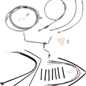 Complete Stainless Braided Handlebar Cable/Brake Line Kit - 16" Ape Hangers - '15-'16 FLTRX