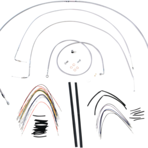 Complete Stainless Braided Handlebar Cable/Brake Line Kit - 18" Ape Hangers - '07-'10 FLST