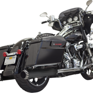 Quiet DNT® Slip-On Mufflers - 4" - Megaphone - Black with Black End Cap - '95-'16 FL