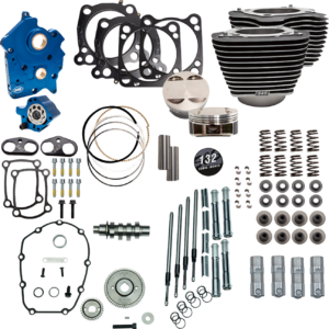 Power Pack - Oil Cooled - 550G - Wrinkle Black w/Highlight - Chrome Pushrod Tubes - 114"/117" M8