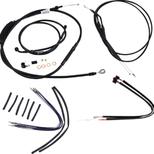 Complete Black Vinyl Handlebar Cable/Line Kit for Ape Hangers - 14" - '14-'22 Sportster