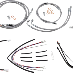 Complete Stainless Braided Handlebar Cable/Brake Line Kit - 18" Ape Hangers - '15-'16 FLTRX